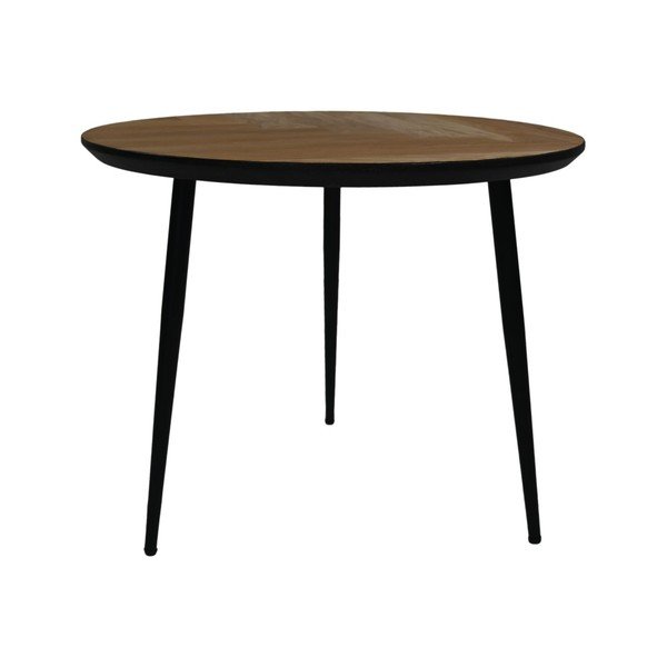 Melns apaļš žurnālgaldiņš no ozolkoka ø 60 cm Fishbone – HSM collection-image-2