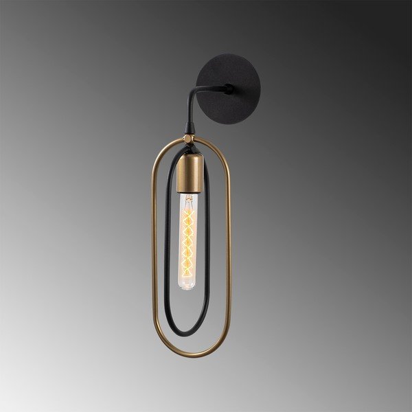 Melna/zelta krāsas sienas lampa Cerco – Opviq lights-image-3