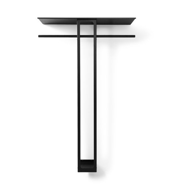 Melns tērauda sienas pakaramais ar plauktu 100 cm Luno Large – Spinder Design-image-2