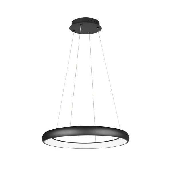 Melna LED piekaramā lampa ar regulējamu spilgtumu un metāla abažūru ø 75 cm Cardona – Trio-image-1
