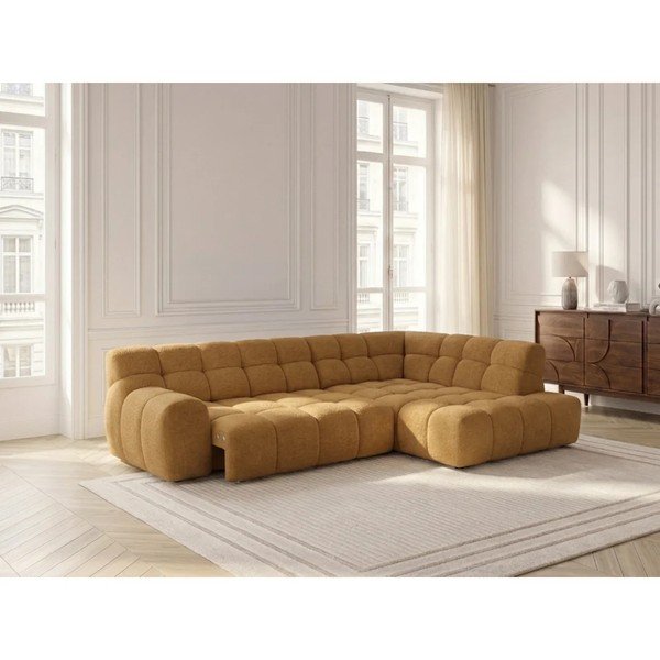Dzeltens salokāms/su elektriniu sėdynės reguliavimu stūra dīvāns (ar labo stūri/L veida) Andre – Bobochic Paris-image-3