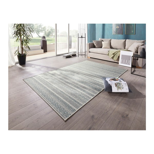 Gaiši krēmkrāsas un zils āra paklājs Elle Decoration Bloom Torcy, 200 x 290 cm-image-1