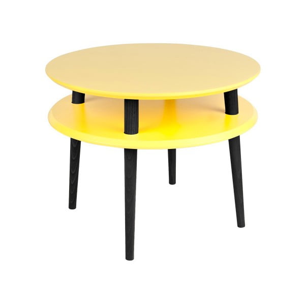 Dzeltens kafijas galdiņš ar melnām kājām Ragaba UFO, Ø 57 cm