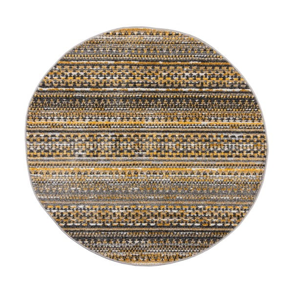 Sinepju dzeltens apaļš paklājs 140x140 cm Camino – Flair Rugs