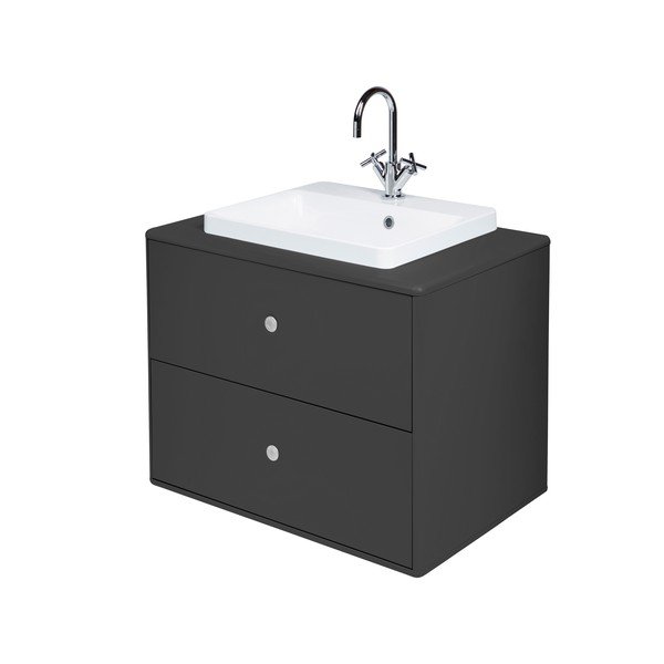 Antracīta pelēks piekarams skapītis ar izlietni un bez jaucējkrāna 80x62 cm Color Bath – Tom Tailor-image-2