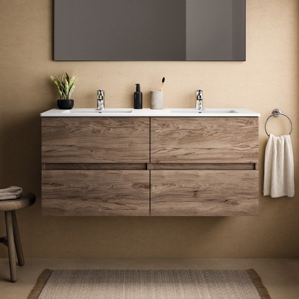 Dabīga toņa piekarams skapītis zem izlietnes ar riekstkoka imitāciju 120x55 cm Eurovit+ – Ideal Standard-image-1