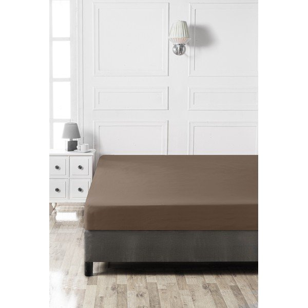 Brūns kokvilnas palags ar gumiju 140x200 cm – Mijolnir-image-2