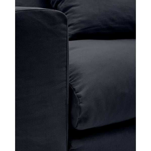 Antracīta pelēks lina dīvāns 340 cm Nora – Kave Home-image-4