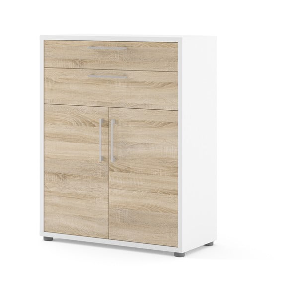 Balts/dabīga toņa modulārais grāmatu plaukts ar ozolkoka imitāciju 89x113 cm Prima – Tvilum-image-1