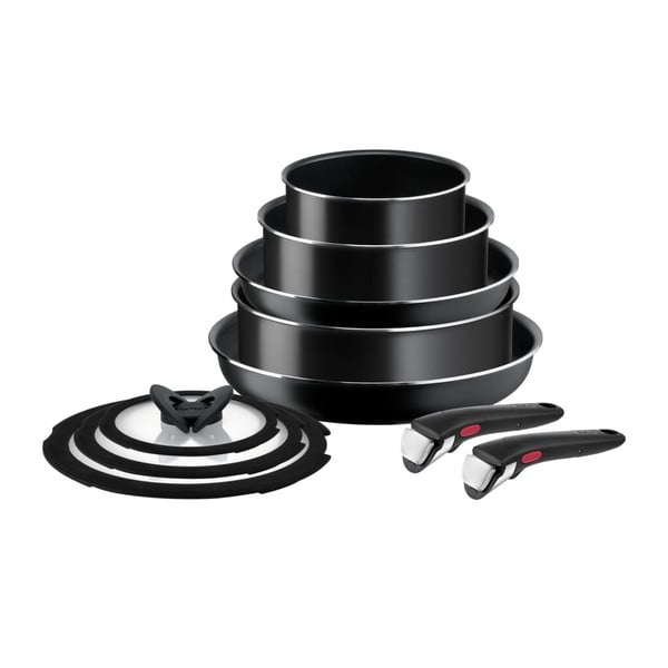 Alumīnija trauku komplekts (10 gab.) INGENIO EASY COOK & CLEAN BLAC L1549042 – Tefal