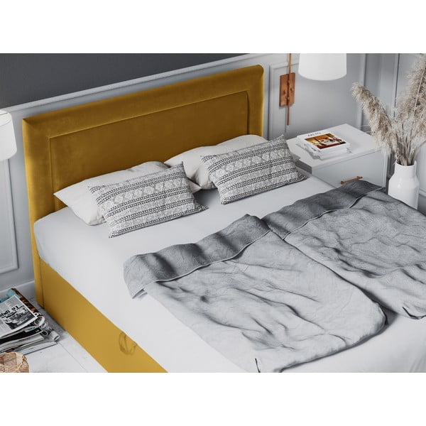 Sinepju dzeltena samta divguļamā gulta Mazzini Beds Yucca, 200 x 200 cm-image-1