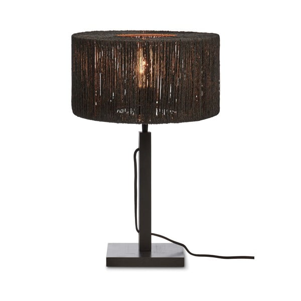 Melna galda lampa ar džutas abažūru (augstums 37 cm) Iguazu – Good&Mojo