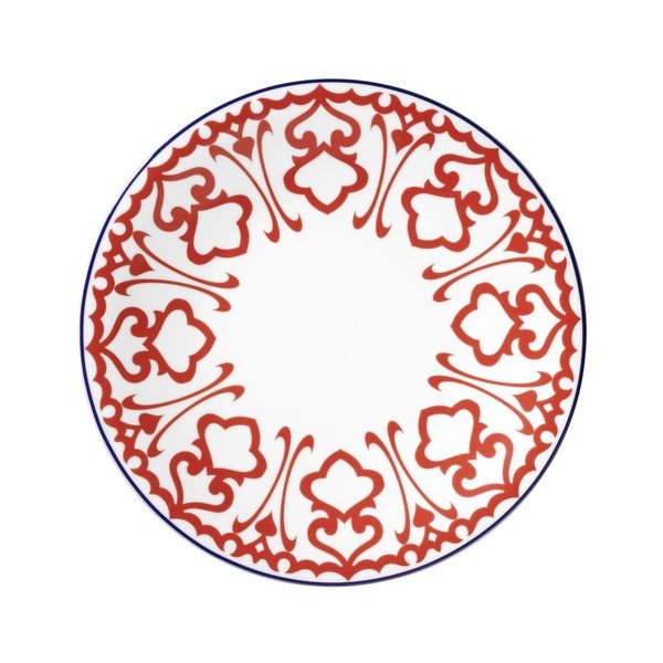 24 gabalu komplekts no baltiem porcelāna traukiem ar sarkanu rakstu Kütahya Porselen Desen-image-4