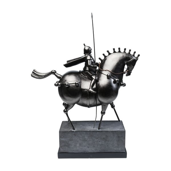 Melna dekoratīva statuete ar jātnieku zirga mugurā Kare Design Black Knight