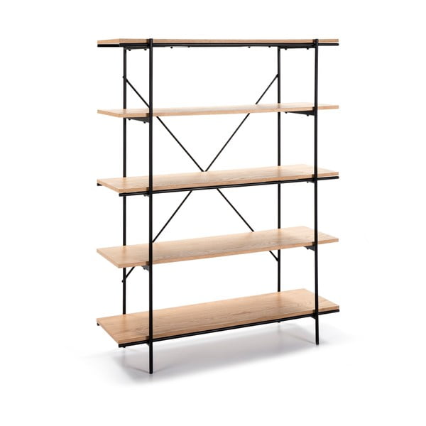 Ozolkoka imitācijas grāmatplaukts ar melnām detaļām Marckeric Amina-image-2