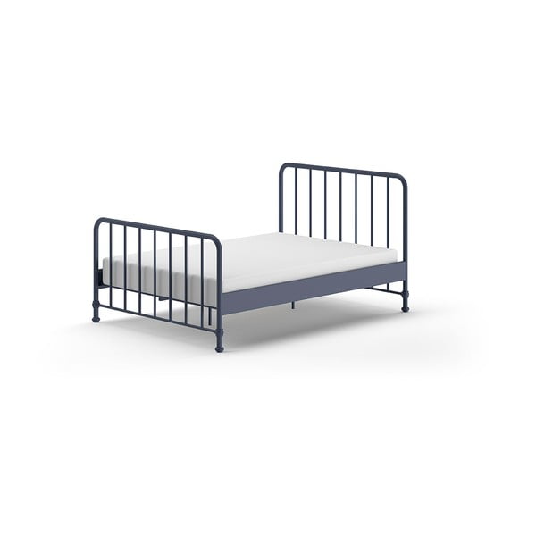 Zila metāla vienvietīga gulta ar redelēm 140x200 cm BRONXX – Vipack