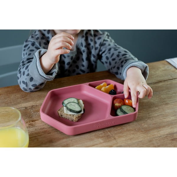 Sarkans silikona bērnu šķīvis 16x25 cm – Kindsgut-image-4