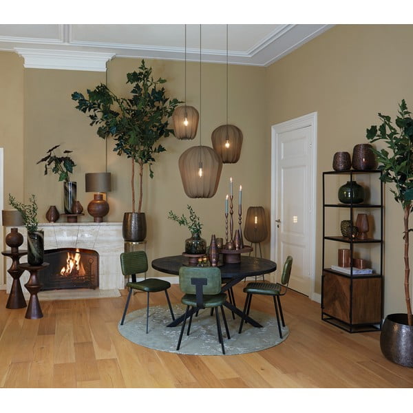 Melns apaļš ēdamgalds ar akācijas koka galda virsmu ø 120 cm Yellov – Light & Living-image-1