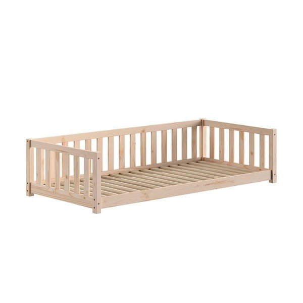 Dabīga toņa priedes masīvkoka bērnu gulta ar redelēm 90x200 cm Dallas – Vipack-image-2