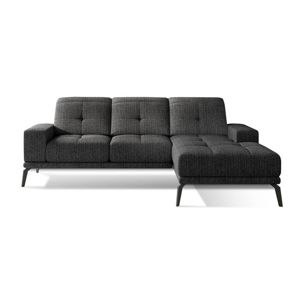 Melns stūra dīvāns (ar labo stūri/ar zvilni) Torrense – ELTAP