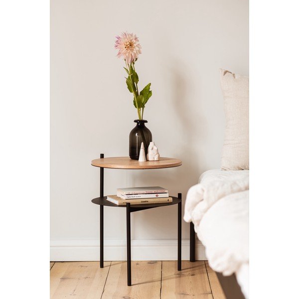 Melns/dabīga toņa naktsskapītis ar ozolkoka imitācijas galda virsmu Tu – noo.ma-image-4