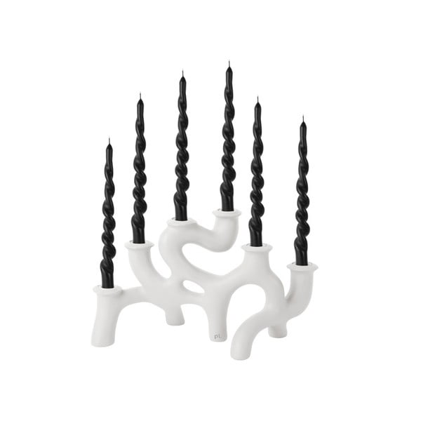 Balts polirezīna svečturis Swirls – PT LIVING-image-2