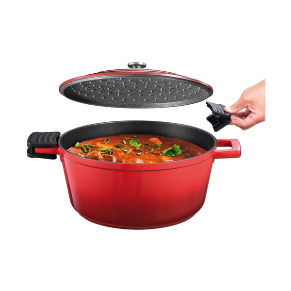 Katls ar nelīpošu virsmu un vāku indukcijas plītij 6,8 l Bordeaux – Tescoma-image-3