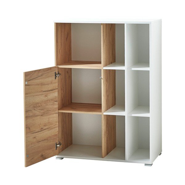 Balts grāmatu plaukts ar ozolkoka imitāciju 85x120 cm Lioni – Germania-image-3