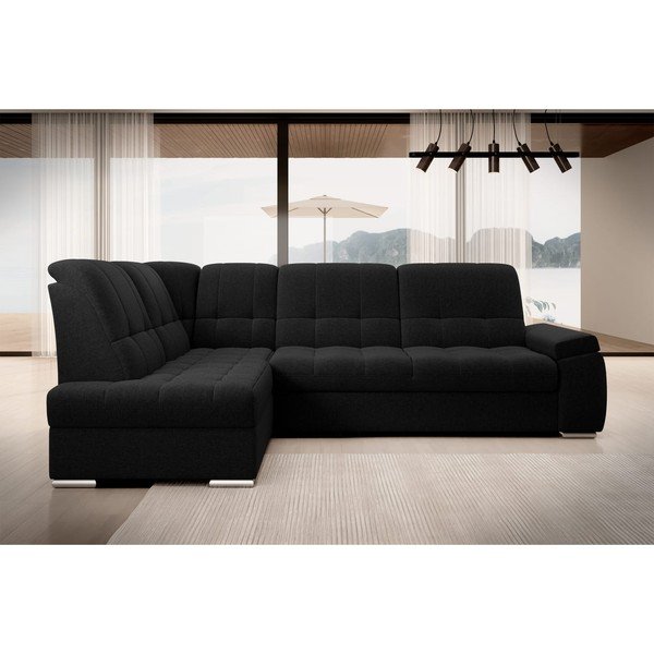 Melns salokāms/ar uzglabāšanas vietu stūra dīvāns (ar kreiso stūri/L veida) Sado – ELTAP-image-3