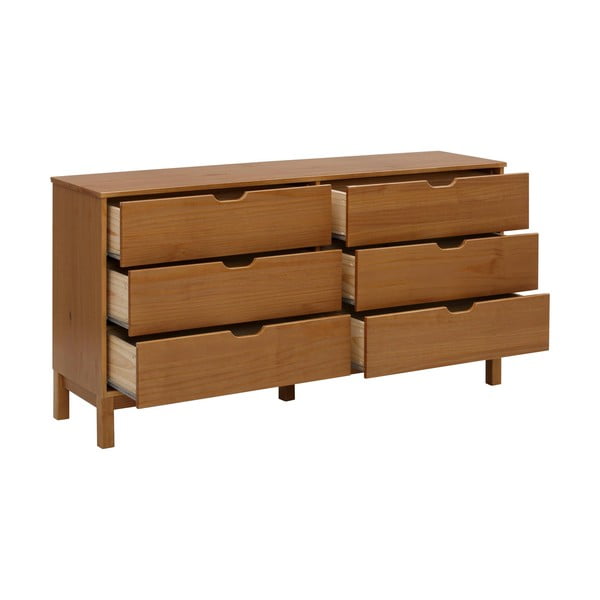 Dabīga toņa priedes masīvkoka zema kumode 150x75 cm Post – Støraa-image-2