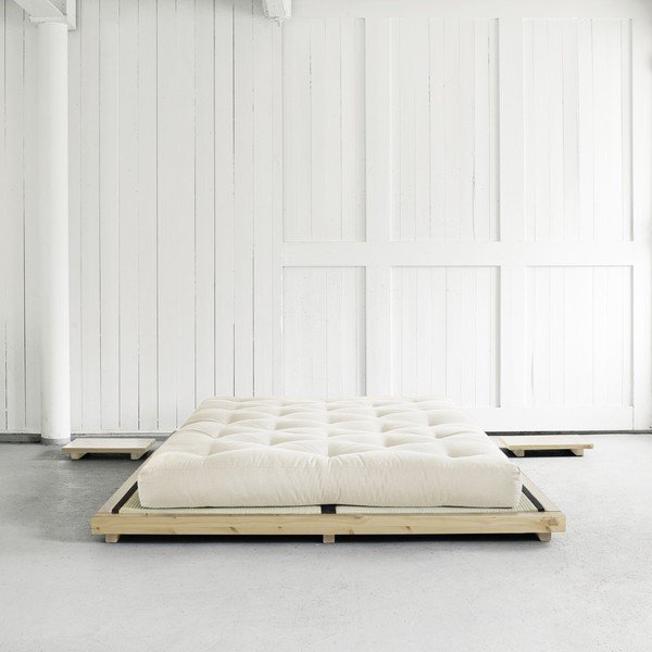 Divguļamā gulta no priedes koka ar matraci Karup Design Dock Comfort Mat Natural Clear Natural, 160 x 200 cm-image-3
