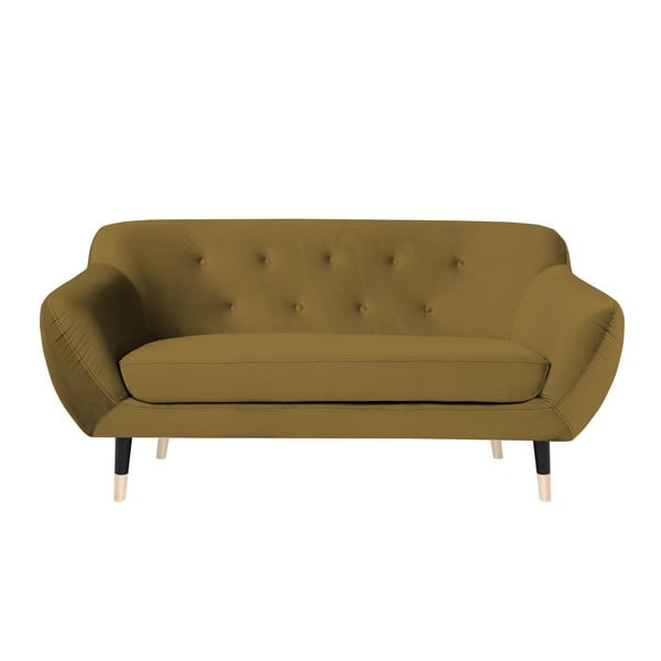 Sinepju dzeltens dīvāns ar melnām kājām Mazzini Sofas Amelie, 158 cm