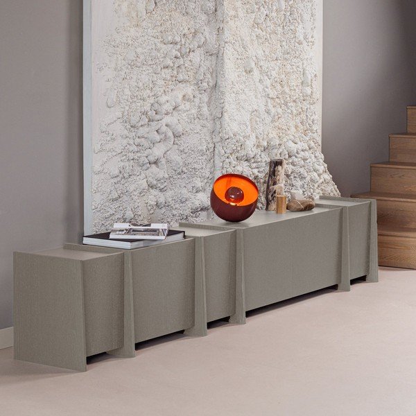 Pelēks TV galdiņš ar oškoka imitāciju 102x53x44 cm Brock – WOOOD-image-1