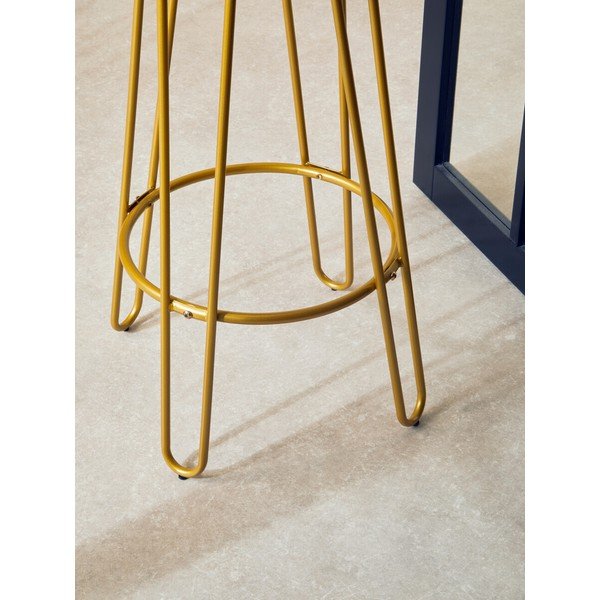 Zelta krāsas/dabīga toņa gobas masīvkoka bāra taburete (sēdekļa augstums 75 cm) District – Premier Housewares-image-3