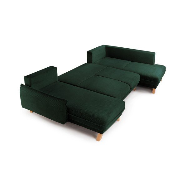 Tumši zaļš velveta salokāms/ar uzglabāšanas vietu stūra dīvāns (ar labo stūri/U veida) Tori – Bonami Selection-image-3