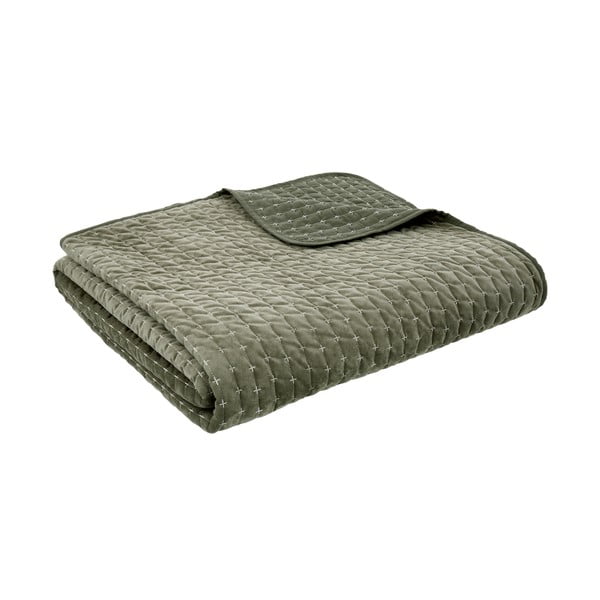 Zaļš samta stepēts gultas pārklājs 240x260 cm Attica Velvet Embroidered – Bianca