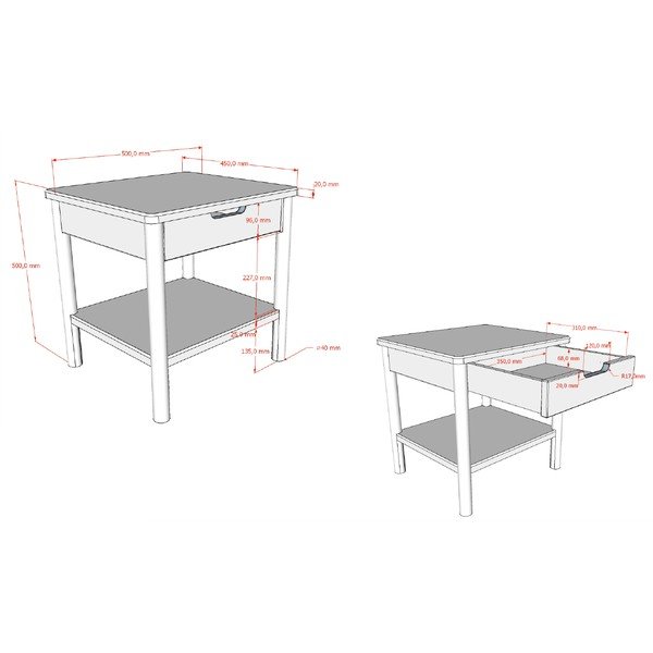 Dabīga toņa ozola masīvkoka naktsskapītis ar plauktiem Olive – Vipack-image-2
