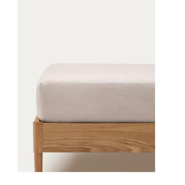 Pelēkbrūns kokvilnas palags ar gumiju 180x200 cm Simmel – Kave Home-image-4