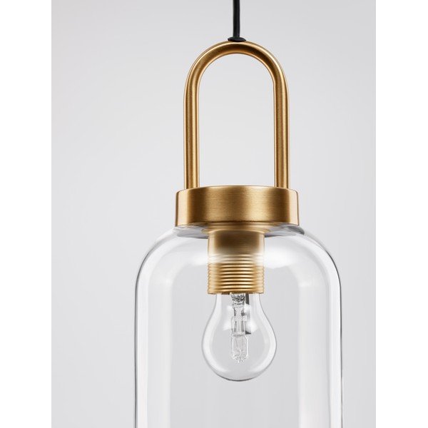 Misiņa krāsas stikla piekaramā lampa ar stikla abažūru ø 15,5 cm Irvine – Nova Luce-image-1
