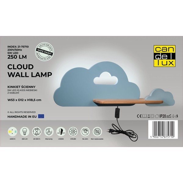 Zils bērnu gaismeklis Cloud – Candellux Lighting-image-2