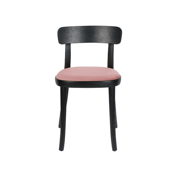 2 melnu pusdienu krēslu komplekts ar rozā sēdekli Dutchbone Brandon