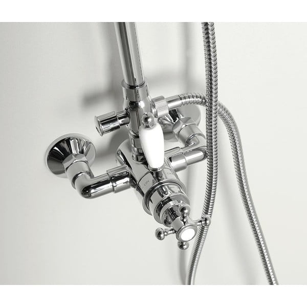 Spīdīgas sudraba krāsas misiņa dušas komplekts ar termostatisko jaucējkrānu ar dušas galvu/ar rokas dušu 142 cm Antea – Sapho-image-2