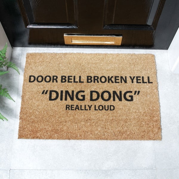 Kokosšķiedras kājslauķis 40x60 cm Yell Ding Dong – Artsy Doormats-image-2