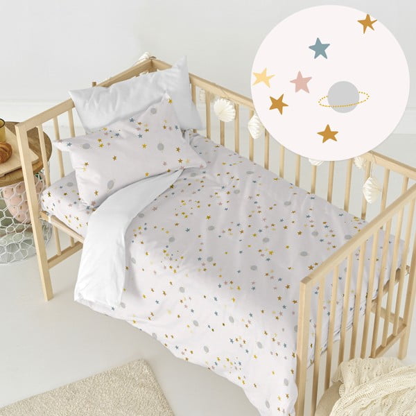 Kokvilnas bērnu gultas veļa bērnu gultiņai 100x120 cm Saturn – Happy Friday