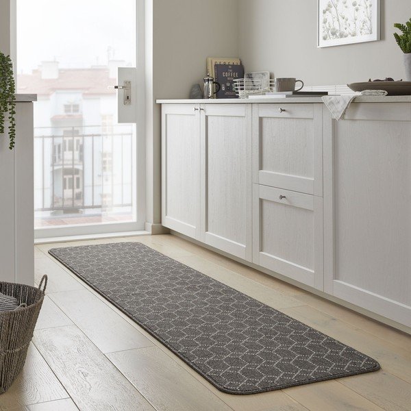 Tumši pelēks mazgājams celiņa paklājs 57x230 cm Argyll – Flair Rugs-image-1