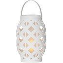 Balta laterna Star Trading Flame Lantern, augstums 23 cm