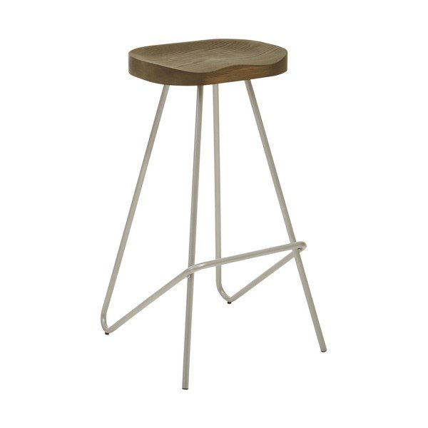 Sudraba krāsas/dabīga toņa gobas masīvkoka bāra taburete (sēdekļa augstums 78 cm) District – Premier Housewares