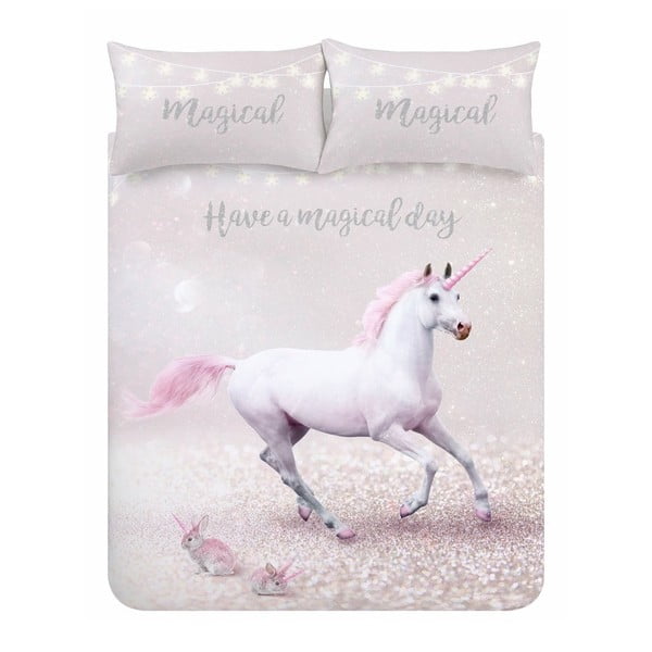 Rozā un violetā gultasveļa Catherine Lansfield Echanted Unicorn, 200 x 200 cm