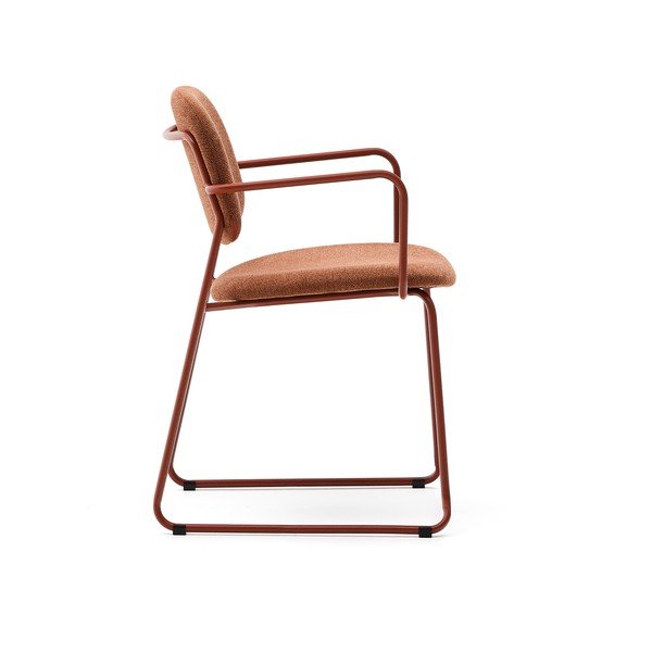 Terakotas oranžs metāla pusdienu krēsls ar roku balstiem Meli – Kave Home-image-3