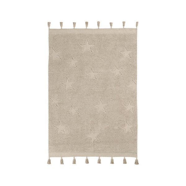 Bēšs mazgājams/ar rokām darināts kokvilnas bērnu paklājs 120x175 cm Hippy Stars Natural – Lorena Canals